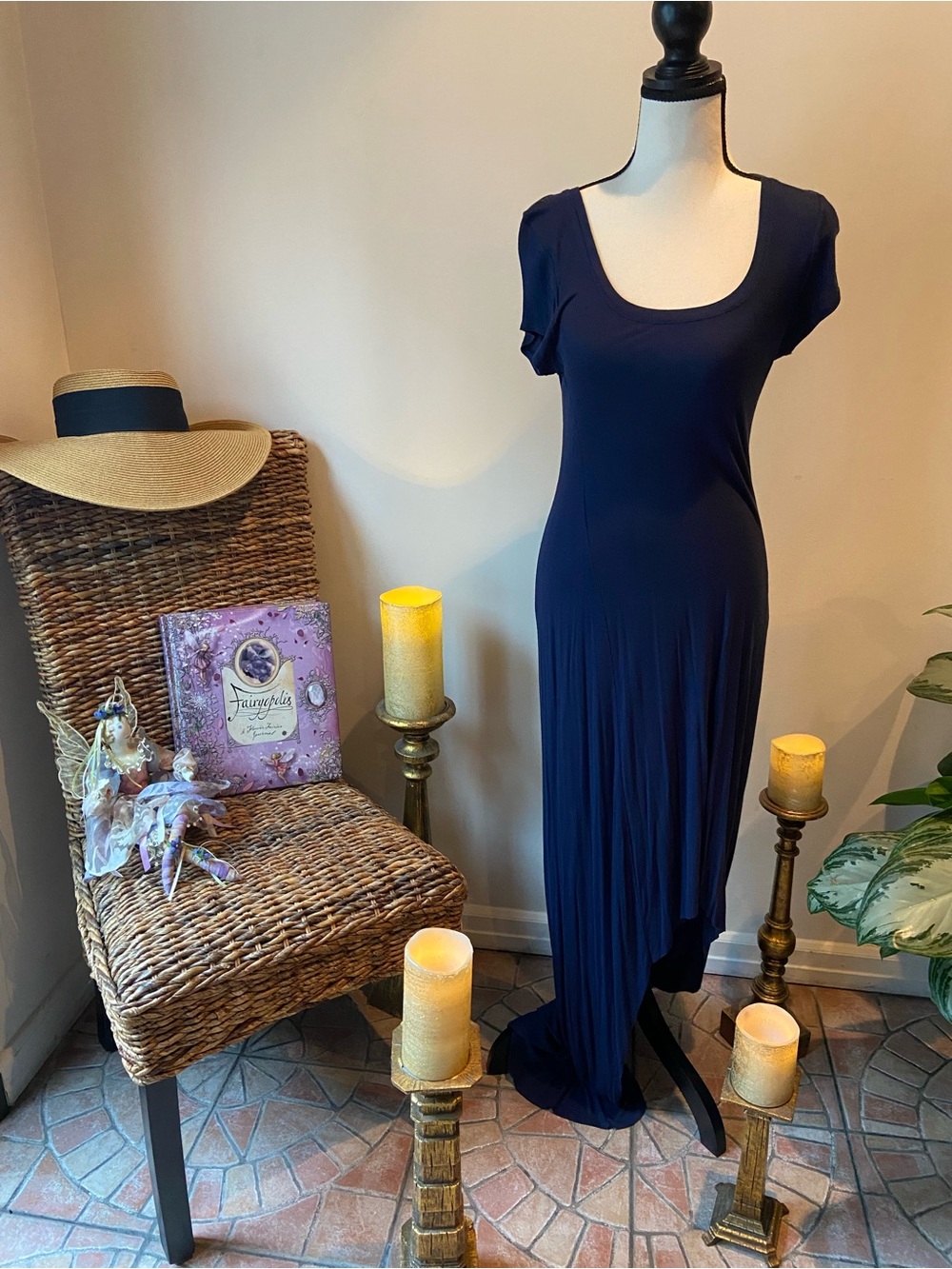 BCBGMaxAzria Navy Scoop-Neck Maxi Dress